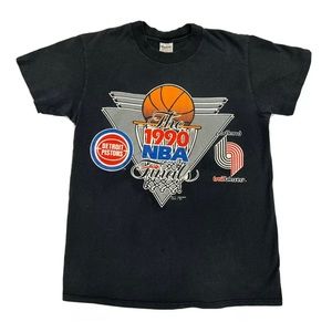 VTG 1990 NBA Finals Portland Trail Blazers Detroit Pistons Single Stitch Shirt M